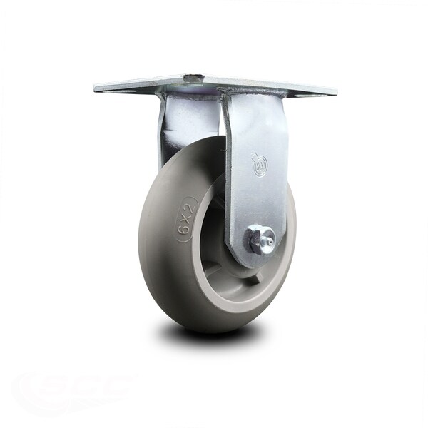 Service Caster 6 Inch Heavy Duty Thermoplastic Rubber Rigid Caster with Roller Bearing SCC SCC-35R620-TPRRD - main